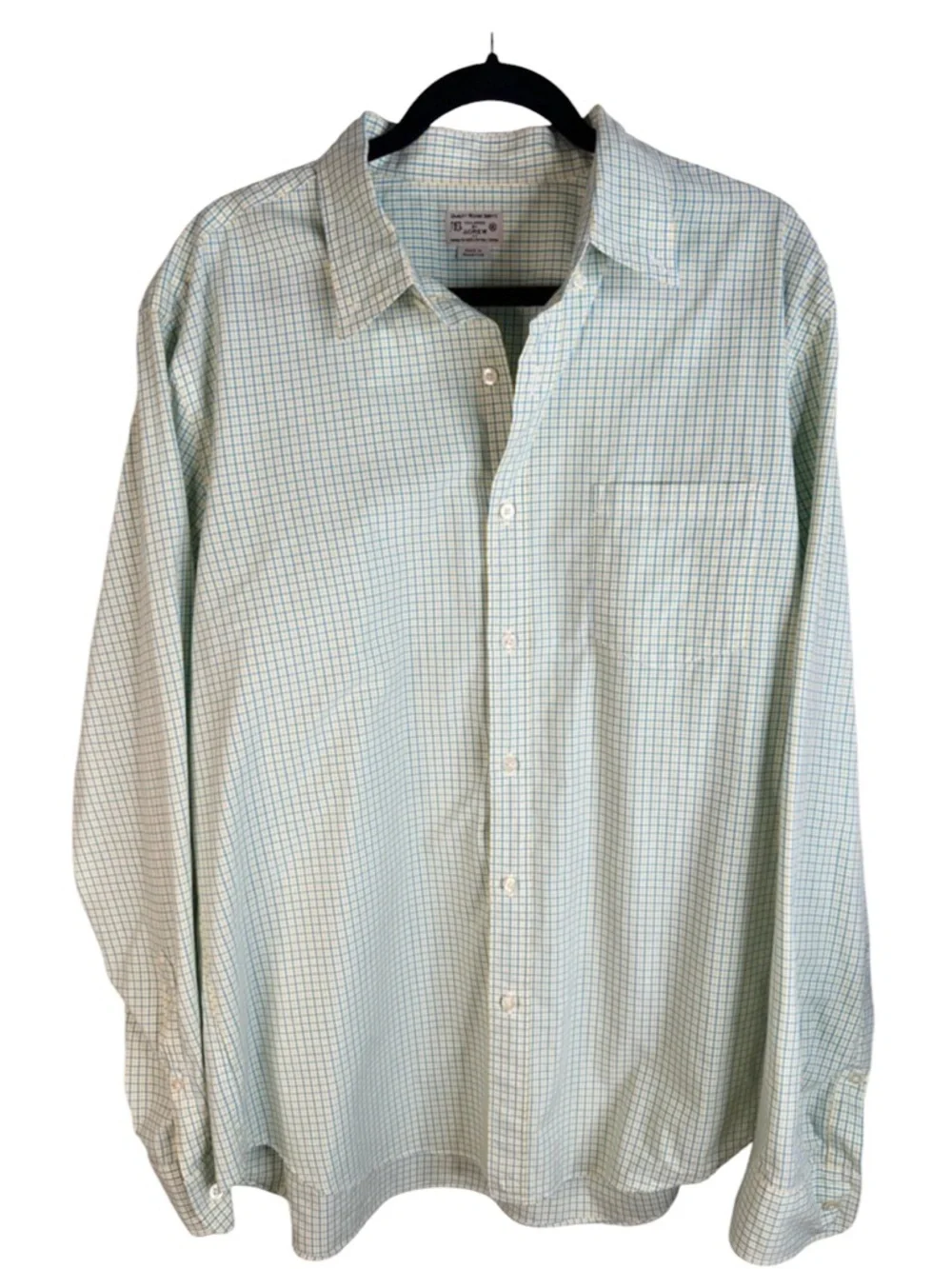 J. Crew Men's Blue Yellow White Small Check Button Down Long Sleeve Shirt Sz XL